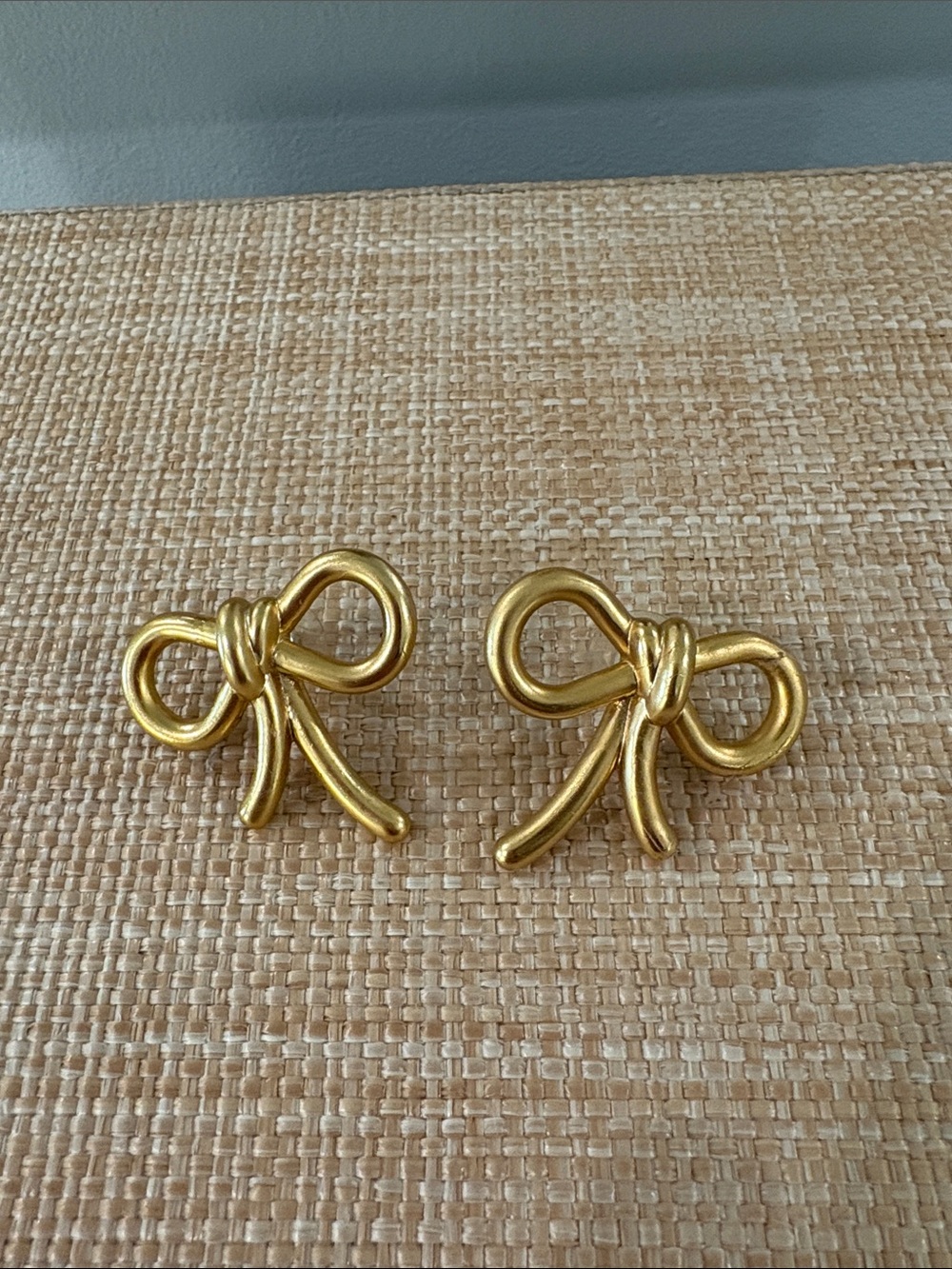Madewell Gold Tone Bow Stud Earrings Statement Ribbon Earrings